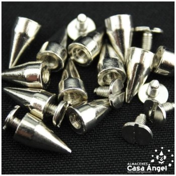 TACHA CONO ROCKER PLATA CON TORNILLO 8mm BOLSA DE 5uds