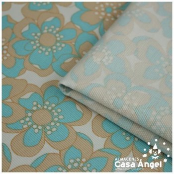 CANUTILLO ESTAMPADO FLORES GRIS TURQUESA 158cm