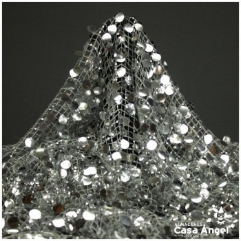 MALLA DE RED LENTEJUELA PLATA SERIE ROCA 130cm