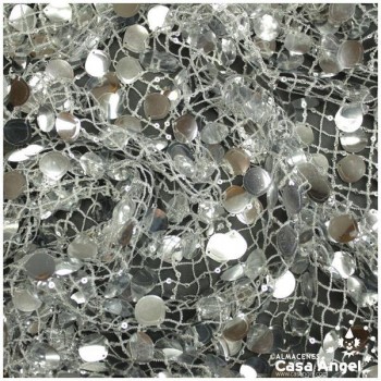 MALLA DE RED LENTEJUELA PLATA SERIE ROCA 130cm