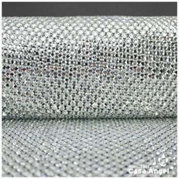 MALLA CON PEDRERÍA ACRÍLICA PLATA SERIE ALMAS 120cm