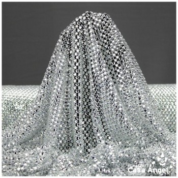 MALLA CON PEDRERÍA ACRÍLICA PLATA SERIE ALMAS 120cm