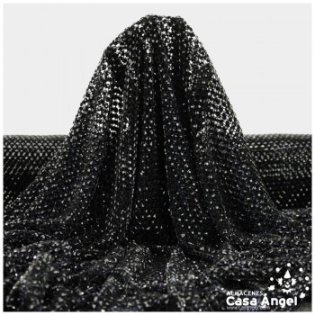 MALLA CON PEDRERÍA ACRÍLICA NEGRA SERIE ALMAS 120cm