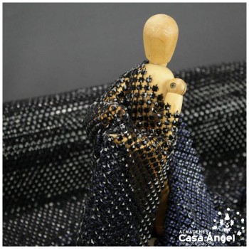 MALLA CON PEDRERÍA ACRÍLICA NEGRA SERIE ALMAS 120cm