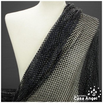 MALLA CON PEDRERÍA ACRÍLICA NEGRA SERIE ALMAS 120cm