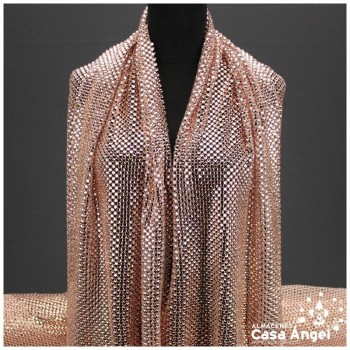 MALLA CON PEDRERÍA ACRÍLICA SALMÓN SERIE ALMAS 120cm