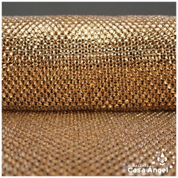 MALLA CON PEDRERÍA ACRÍLICA ORO SERIE ALMAS 120cm