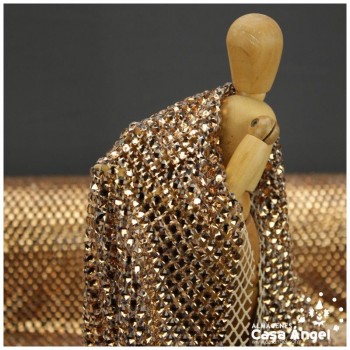 MALLA CON PEDRERÍA ACRÍLICA ORO SERIE ALMAS 120cm