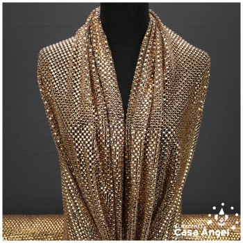 MALLA CON PEDRERÍA ACRÍLICA ORO SERIE ALMAS 120cm