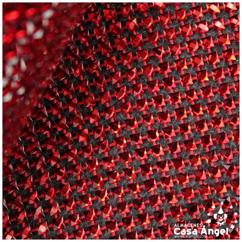 MALLA CON PEDRERÍA ACRÍLICA ROJA SERIE ALMAS 120cm