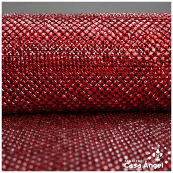 MALLA CON PEDRERÍA ACRÍLICA ROJA SERIE ALMAS 120cm