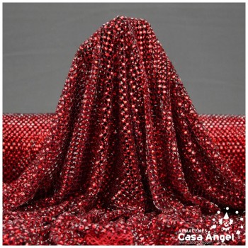 MALLA CON PEDRERÍA ACRÍLICA ROJA SERIE ALMAS 120cm