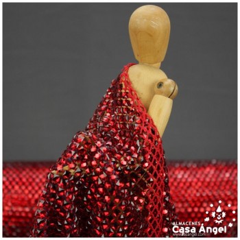 MALLA CON PEDRERÍA ACRÍLICA ROJA SERIE ALMAS 120cm