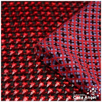 MALLA CON PEDRERÍA ACRÍLICA ROJA SERIE ALMAS 120cm