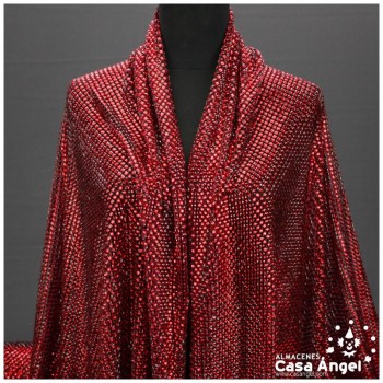 MALLA CON PEDRERÍA ACRÍLICA ROJA SERIE ALMAS 120cm