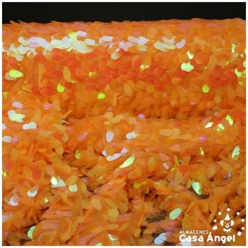 TUL DE LENTEJUELAS OVALADAS NARANJA SERIE NAKU 160cm