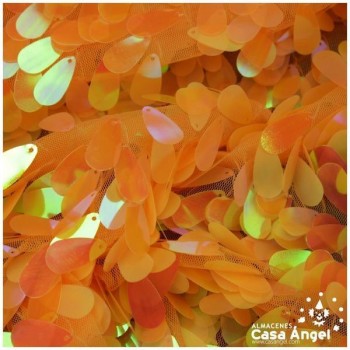 TUL DE LENTEJUELAS OVALADAS NARANJA SERIE NAKU 160cm