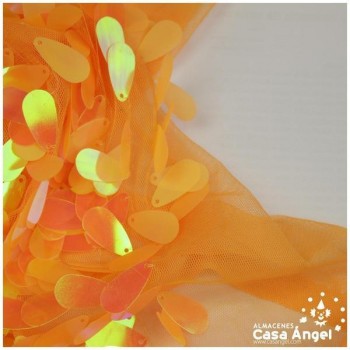 TUL DE LENTEJUELAS OVALADAS NARANJA SERIE NAKU 160cm