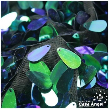 TUL DE LENTEJUELAS OVALADAS NEGRAS SERIE NAKU 160cm