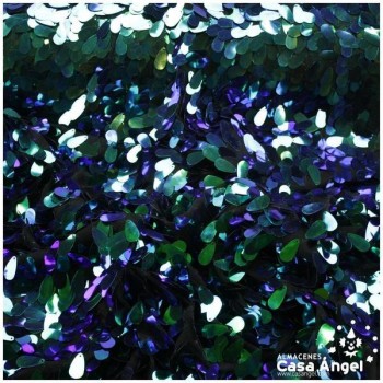 TUL DE LENTEJUELAS OVALADAS NEGRAS SERIE NAKU 160cm