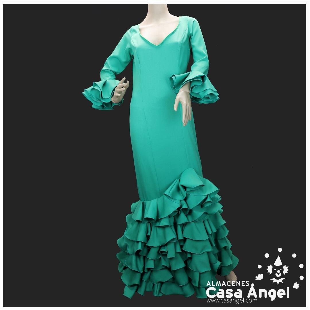 TRAJE DE FLAMENCA BIELÁSTICO COLOR VERDE LISO