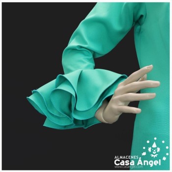 TRAJE DE FLAMENCA BIELÁSTICO COLOR VERDE LISO