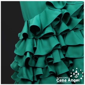 TRAJE DE FLAMENCA BIELÁSTICO COLOR VERDE LISO