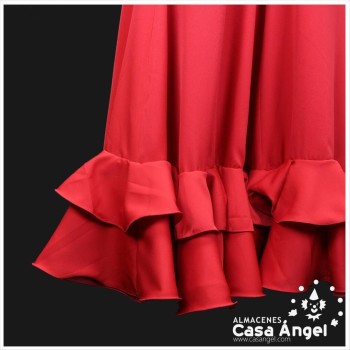 TRAJE DE FLAMENCA BIELÁSTICO COLOR ROJO DE MANGAS DE VOLANTES