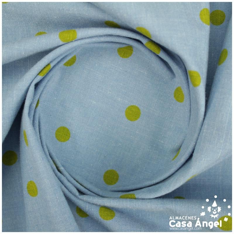 LONETA ÍNDIGO VAQUERO AZUL CLARO CON LUNARES AMARILLOS 150cm