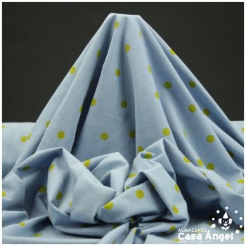 LONETA ÍNDIGO VAQUERO AZUL CLARO CON LUNARES AMARILLOS 150cm
