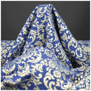 BROCADO VICTORIANO AZUL Y ORO SERIE SELENIA 280cm