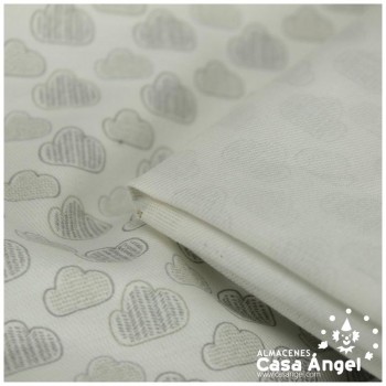 VIELLA DE ALGODÓN PIEDRA CON CORAZONES SERIE BERET 150cm