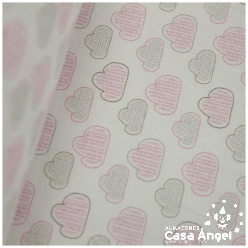 VIELLA DE ALGODÓN CON CORAZONES ROSAS SERIE BERET 150cm