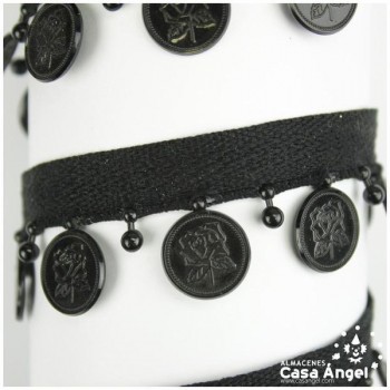 FLECOS DE MONEDAS NEGRAS DE PVC 25mm