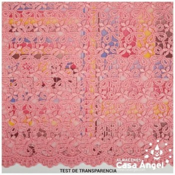 TELA DE ENCAJE ROSA CON BORDADO MECÁNICO 100% NYLON