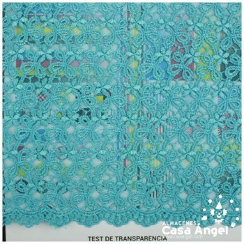 TELA DE ENCAJE TURQUESA CON BORDADO MECÁNICO 100cm