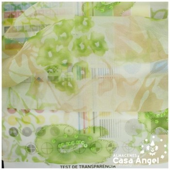 TELA DE GASA CON LENTEJUELA PISTACHO CORTE DE 180x145cm