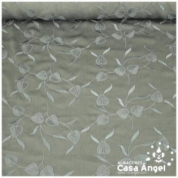 GASA BORDADA GRIS CON FLORECILLAS 100cm