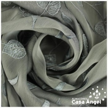 GASA BORDADA GRIS CON FLORECILLAS 100cm