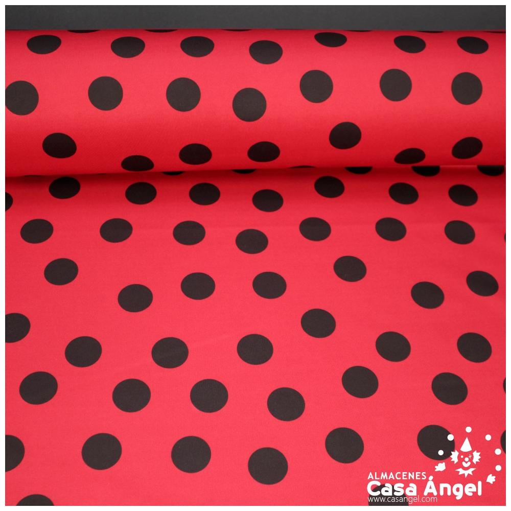 TELA NEOPRENO COLOR CON LUNARES NEGROS 150cm