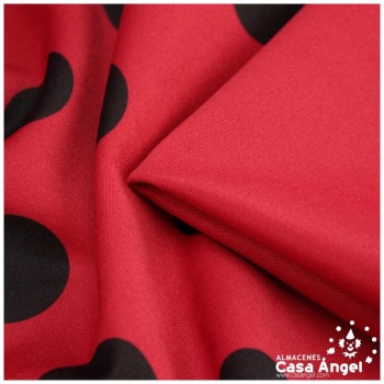 TELA NEOPRENO COLOR CON LUNARES NEGROS 150cm