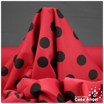 TELA NEOPRENO COLOR CON LUNARES NEGROS 150cm