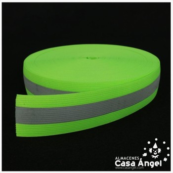 CINTA ELÁSTICA REFLECTANTE FLÚOR VERDE Y NARANJA 40mm Y 50mm