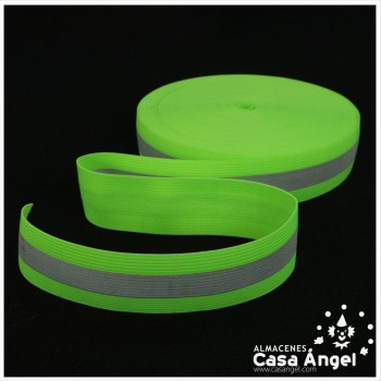 CINTA ELÁSTICA REFLECTANTE FLÚOR VERDE Y NARANJA 40mm Y 50mm
