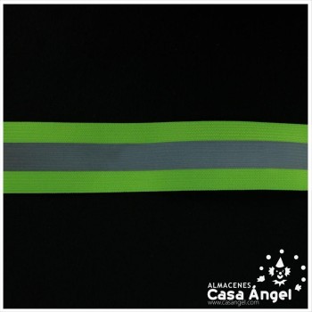CINTA ELÁSTICA REFLECTANTE FLÚOR VERDE Y NARANJA 40mm Y 50mm