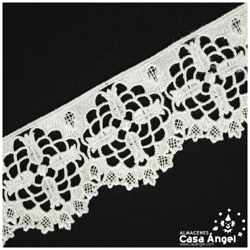 PUNTILLA GUIPUR BLANCA BRILLANTE CON CRUCES 60mm