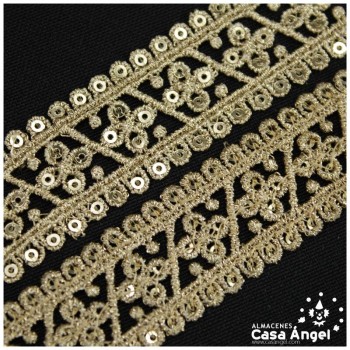 CINTA PUNTILLA ENCAJE METALIZADO CON LENTEJUELA 21mm