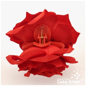 ROSA FLAMENCA CON PINZA BLANCA Y ROJA 13cm
