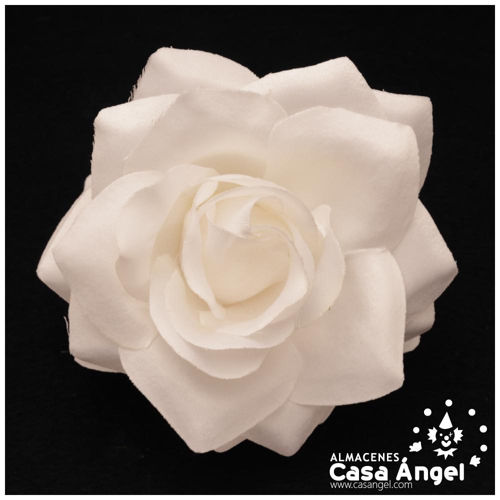ROSA FLAMENCA BLANCA CON PINZA 8cm