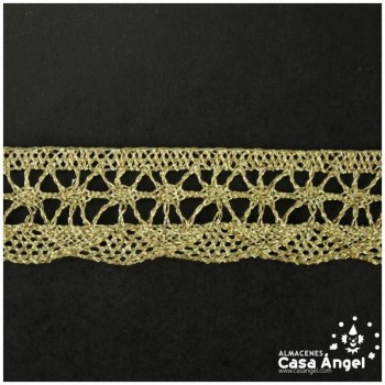 PUNTILLA DE BOLILLO CON HILO METALIZADO ORO SERIE ZANNONE 20mm